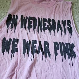 Handmade mean girls quote muscle tee pink l